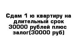 Сдам 1-ю квартиру на длительный срок 30000 рублей плюс  залог(30000 руб)